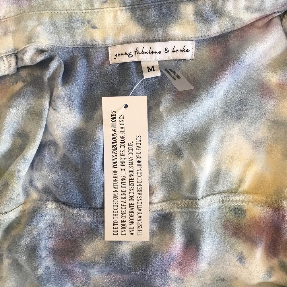 NWT Young Fabulous & Broke Tie Dye Faux Wrap Top - Picture 8 of 13